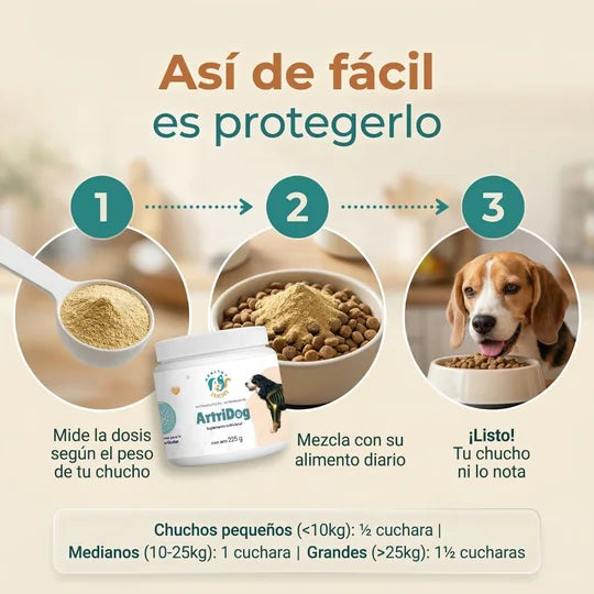 Cómo darle ArtriDog a tu chucho con la cuchara dosificadora