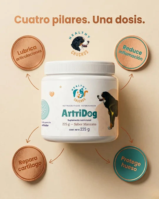 ArtriDog: lubrica articulaciones, reduce inflamación, repara cartílago, protege hueso